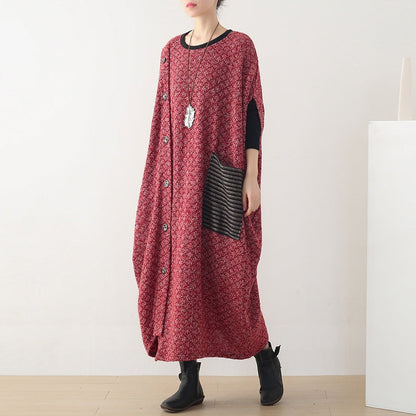 Hooded Spring Clothes Pattern Burgundy Maxi Dress