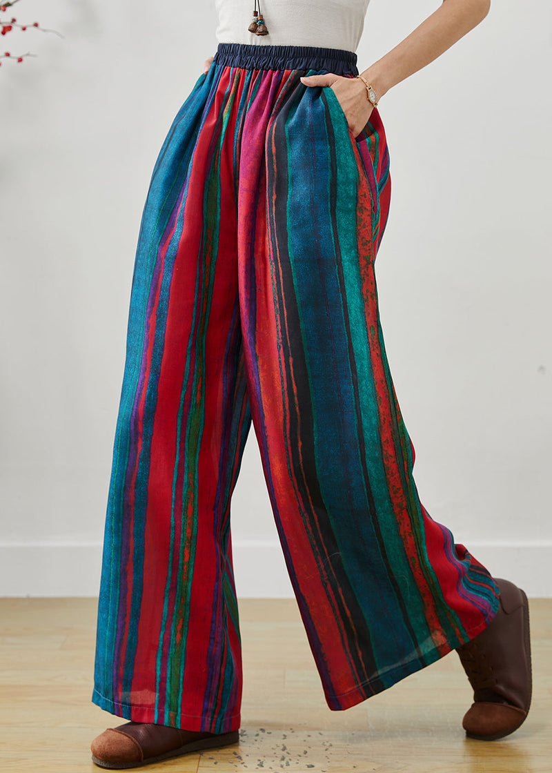 Style Colorblock Oversized Striped Linen Pants Summer