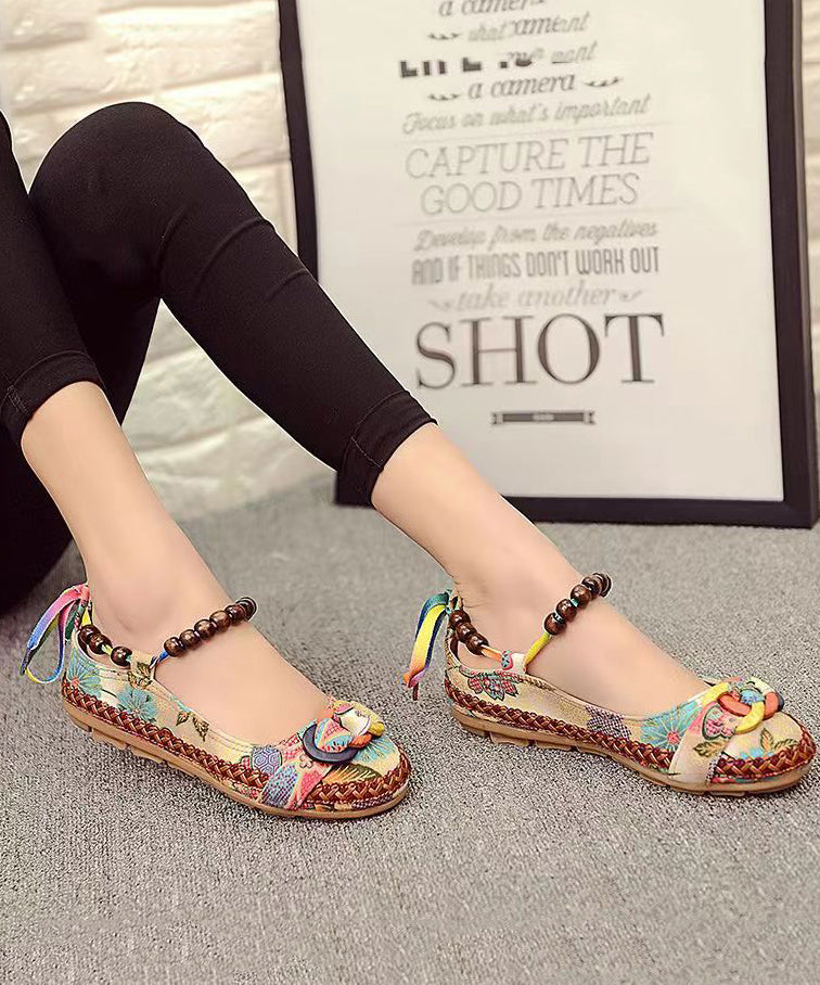 Style Handmade Beaded Flat Sole Single Shoes Soolinen Shoes-20251
