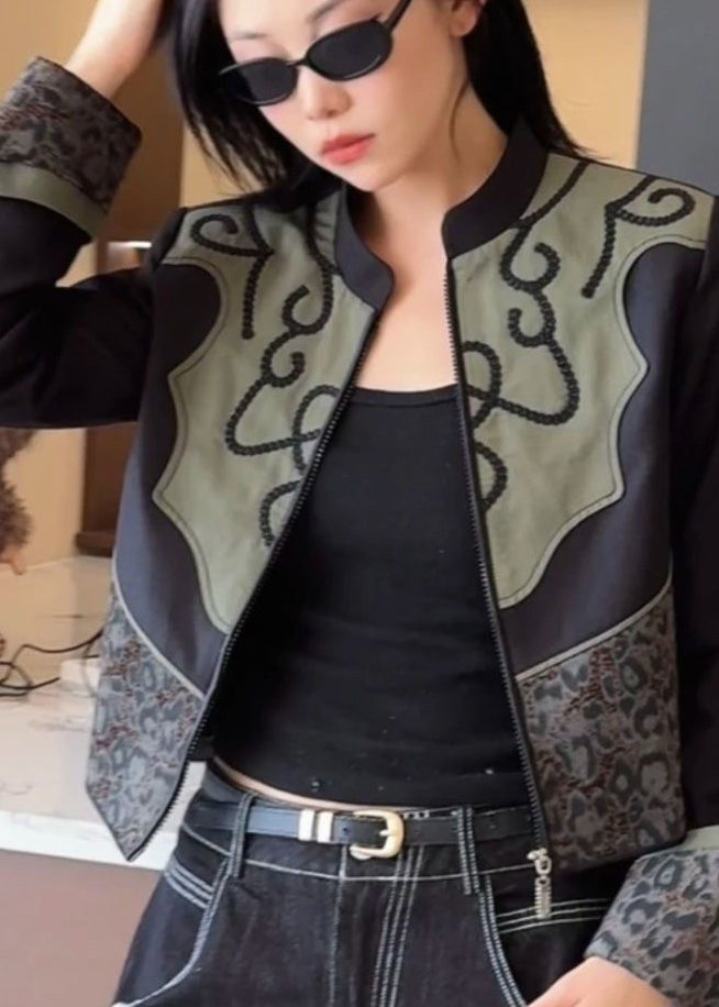 Style Horseshoe Sleeve Patchwork Short Jacket