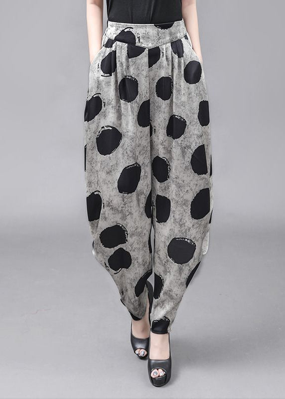 Style Loose Elastic Waist Dot High Waisted Lantern Pants
