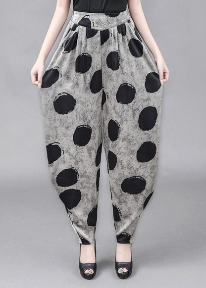 Style Loose Elastic Waist Dot High Waisted Lantern Pants