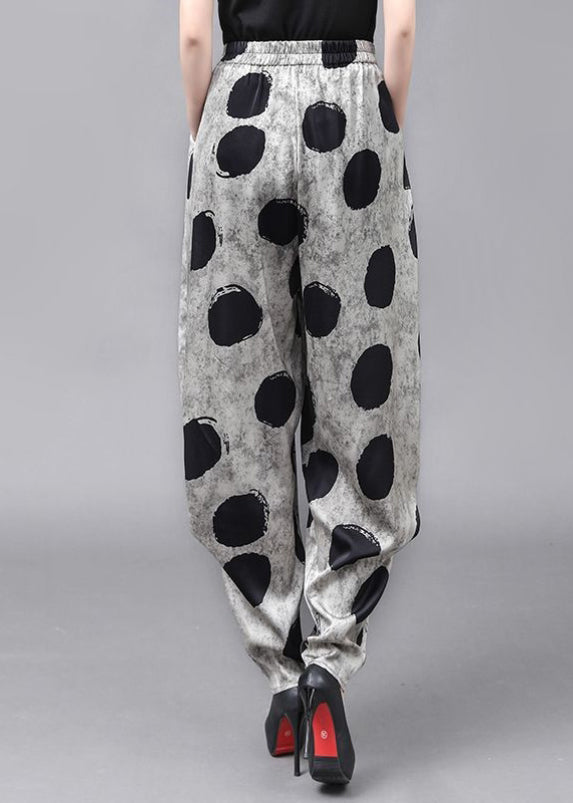 Style Loose Elastic Waist Dot High Waisted Lantern Pants