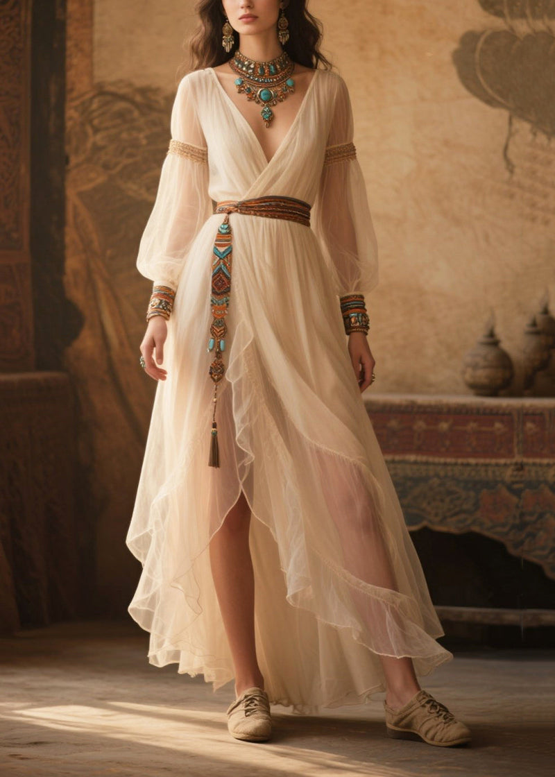 Style White Tasseled Tulle Tunic Dress Summer