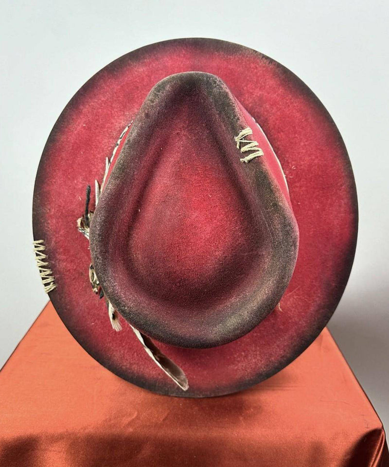 European and American Blue Wool Cloche Hat Feather Decoration
