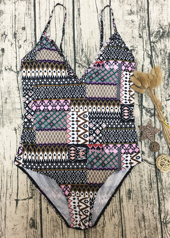 European and American Print Bodysuit Swimwear