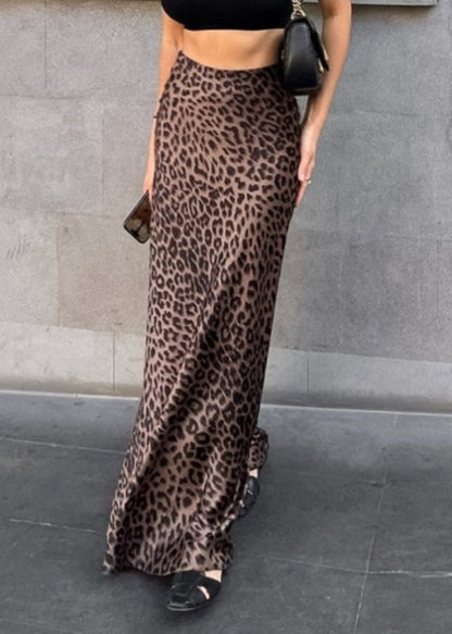 European and American Leopard Print Wrap Buttocks Fishtail Skirt Summer