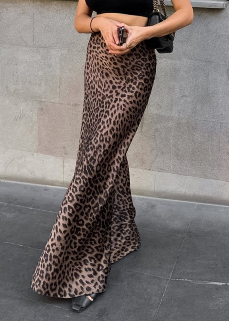 European and American Leopard Print Wrap Buttocks Fishtail Skirt Summer