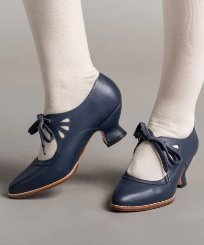 European and American Style High Heels Pointed Toe Splicing Lace Up