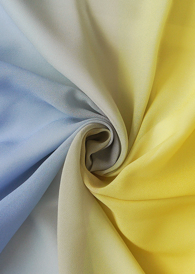 European and American Style Yellow Gradient Wrinkled Silk Dresses Summer