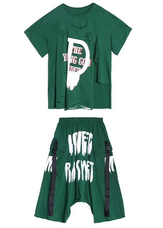 European Goods Summer Female Stylish Personality Black T-shirt + Two-piece Pants