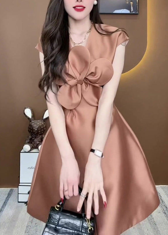Exquisite Champagne Colored Silk Sleeveless Dress