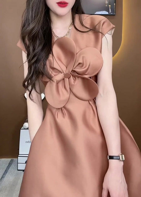 Exquisite Champagne Colored Silk Sleeveless Dress