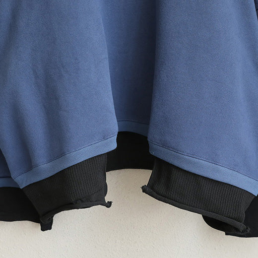 Fall Winter Quilted Blue High Neck Fleece Cotton Tops