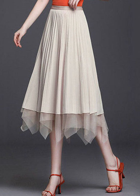 Apricot Asymmetrical Wear on Both Sides Tulle Skirts Spring