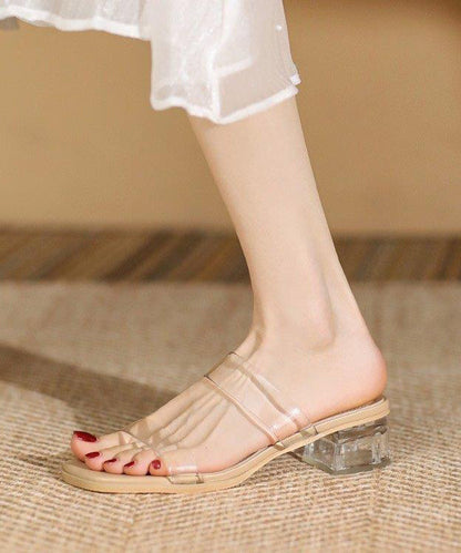 Apricot Clear Chunky Slide Sandals Peep Toe