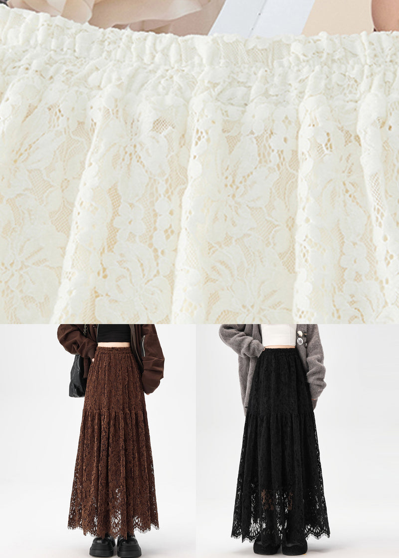 Apricot High Waist Lace a Line Skirts