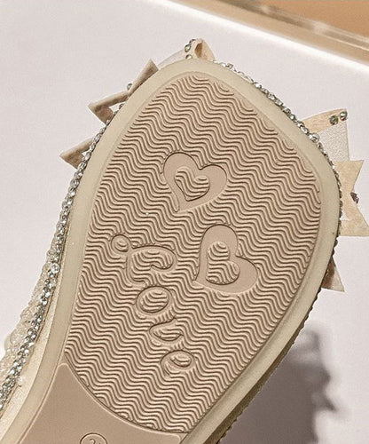 Apricot Zircon Pearl Kids Buckle Strap Flats