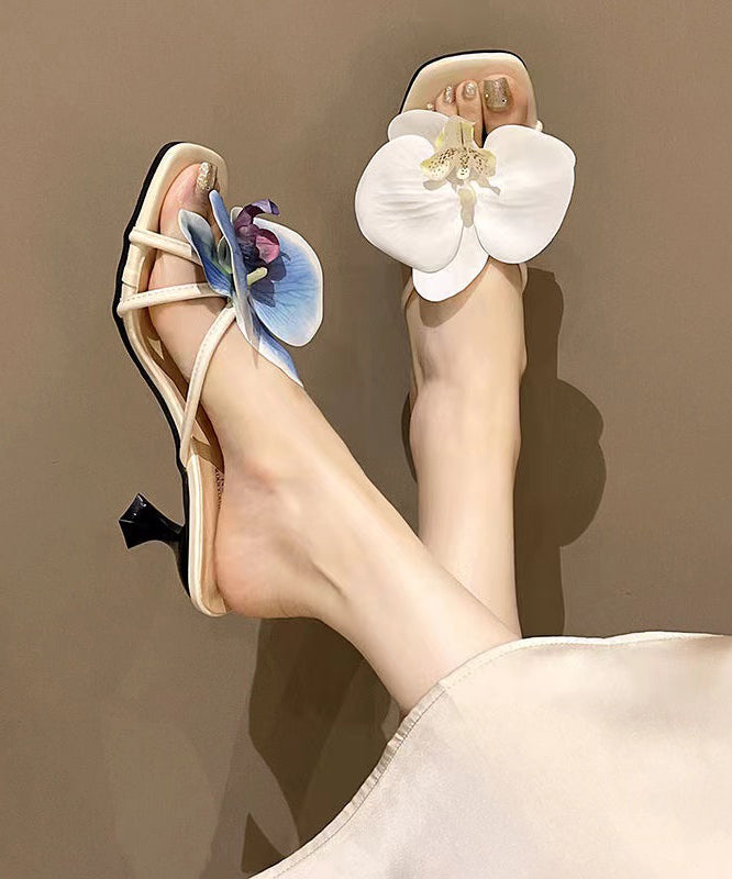 Beige Faux Leather Splicing Slide Sandals