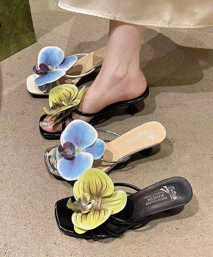 Beige Faux Leather Splicing Slide Sandals