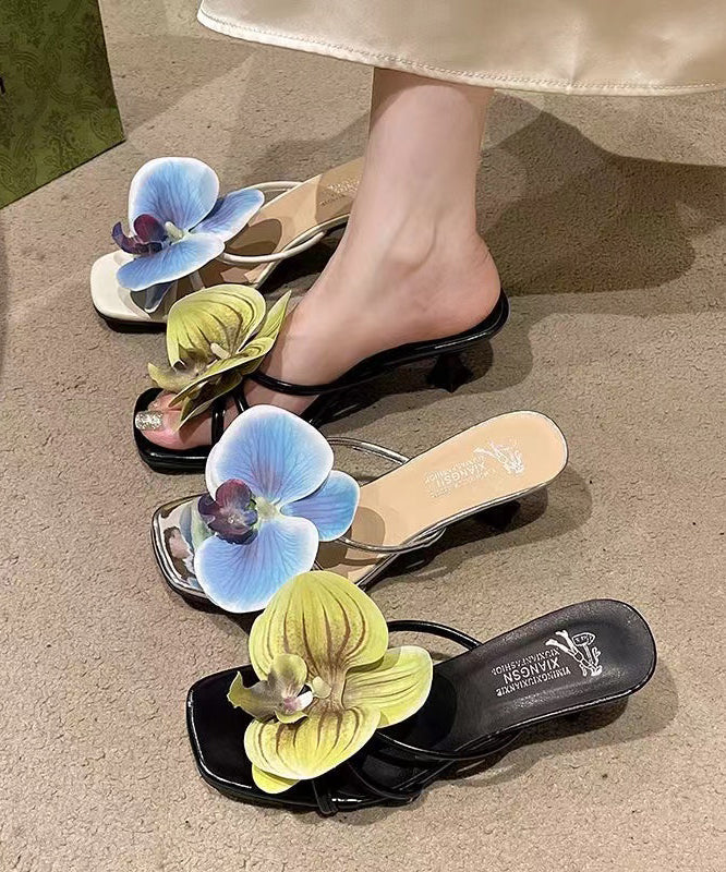 Beige Faux Leather Splicing Slide Sandals