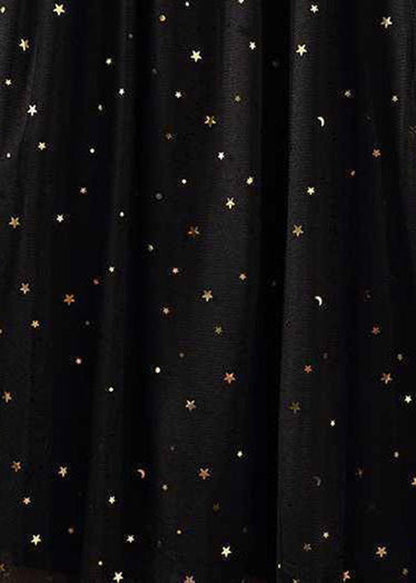 Black Elastic Waist Sequins Tulle Skirts Spring