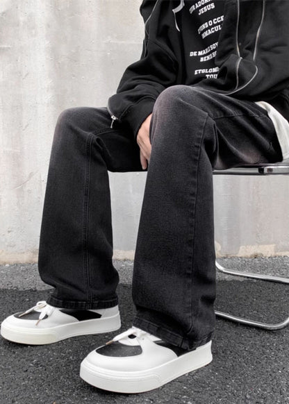 Black Gradient Pockets Denim Pants Bottoms Fall