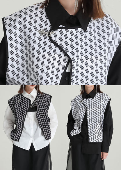 Black Oversized Print Vest Tops