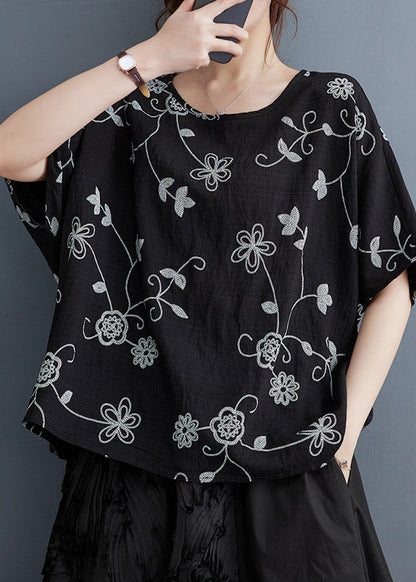 Black Print Cozy Top Summer