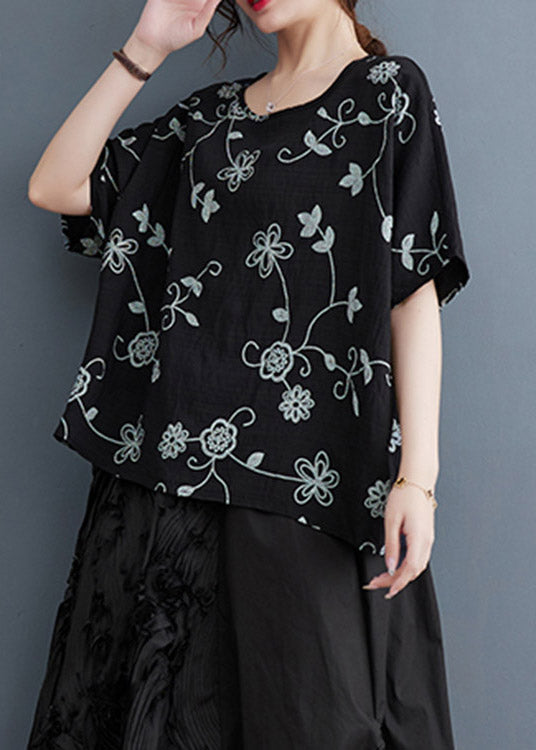 Black Print Cozy Top Summer