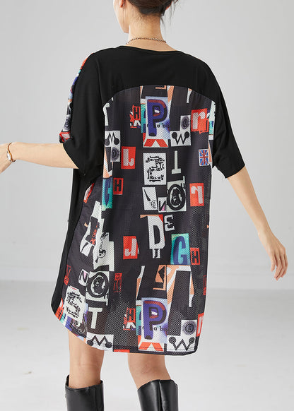 Black Print Tasseled Low High Design Cotton Tank Summer