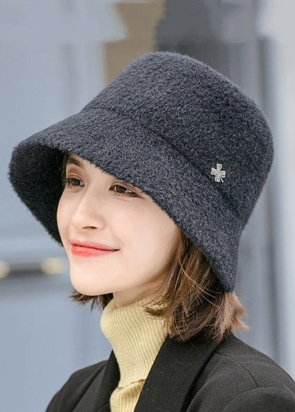 Black Versatile Woolen Bucket Hat