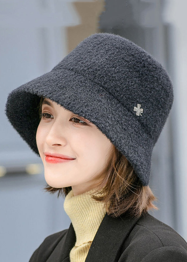 Black Versatile Woolen Bucket Hat