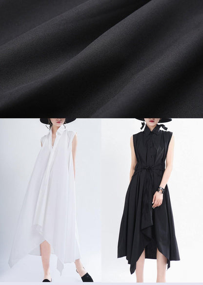 Black Asymmetrical Design Long Summer Chiffon Dress