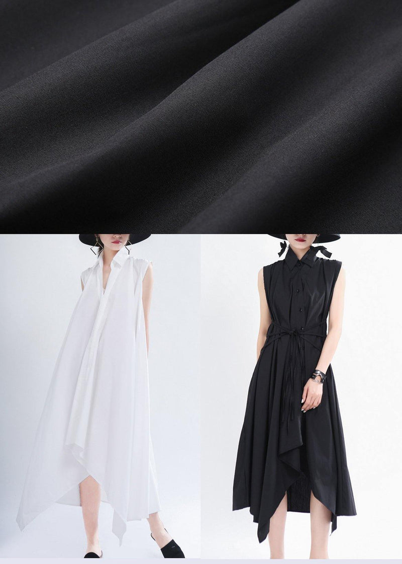 Black Asymmetrical Design Long Summer Chiffon Dress