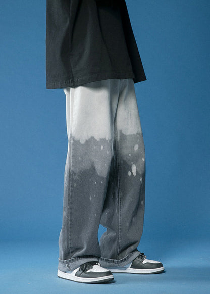 Blue Gradient Pockets Denim Pants Fall