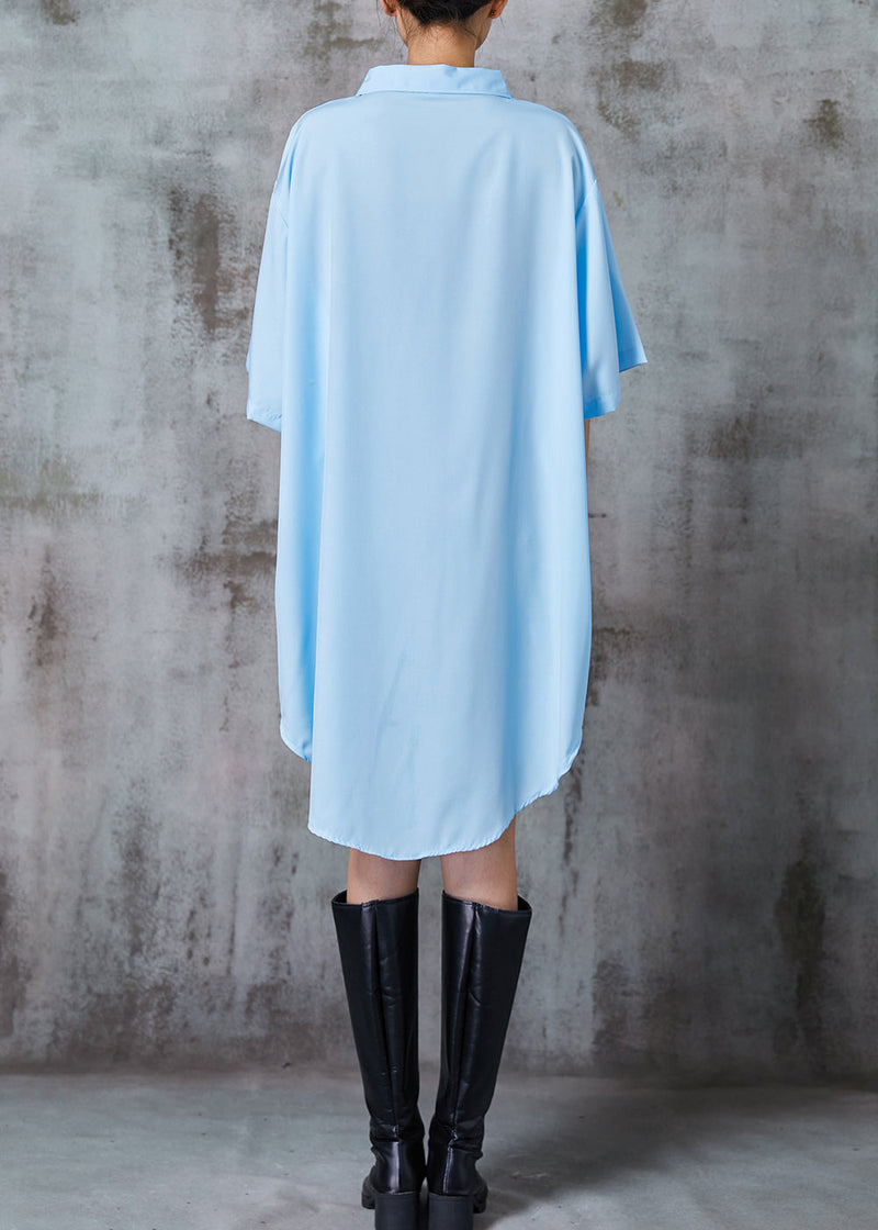 Blue Oversized Cotton Vacation Dresses Summer