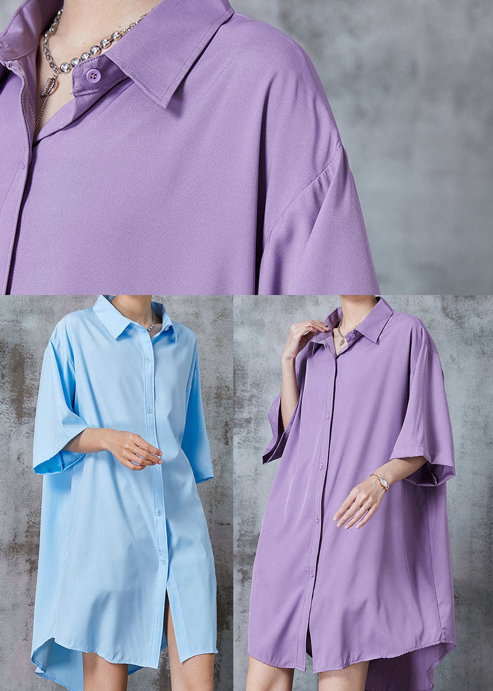 Blue Oversized Cotton Vacation Dresses Summer