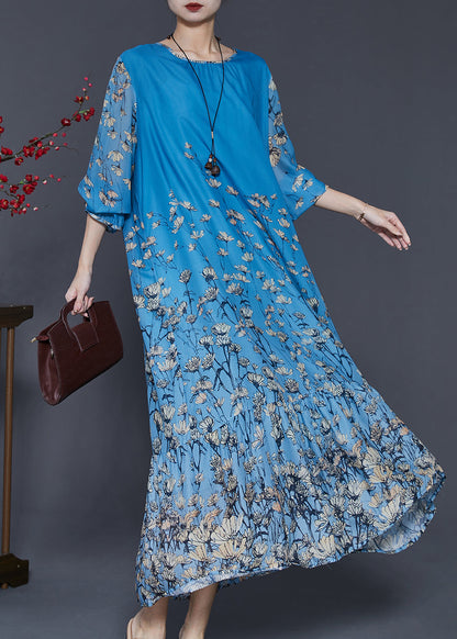 Blue Oversized Silk Beach Dress Spring