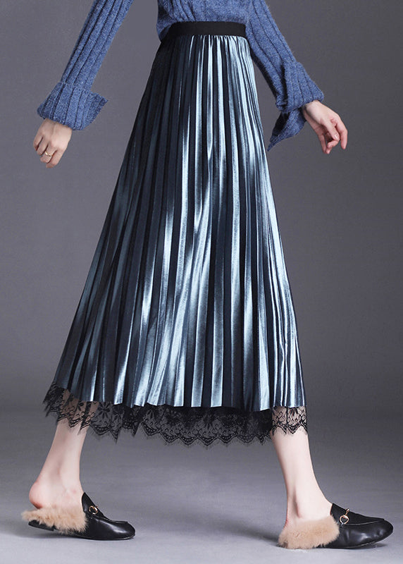 Blue Tulle Patchwork a Line Fall Wear on Both Sides Skirt