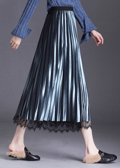 Blue Tulle Patchwork a Line Fall Wear on Both Sides Skirt