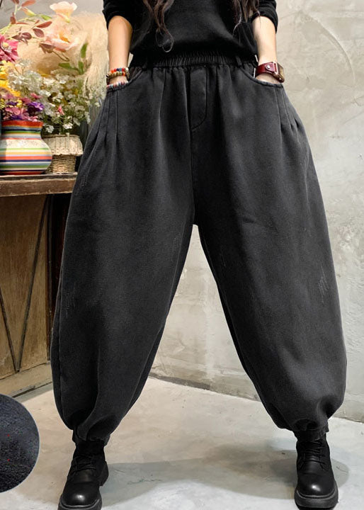 Blue Denim Lantern Pants Winter Thick