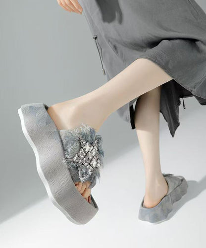Boutique Tassel Zircon Platform Slide Sandals