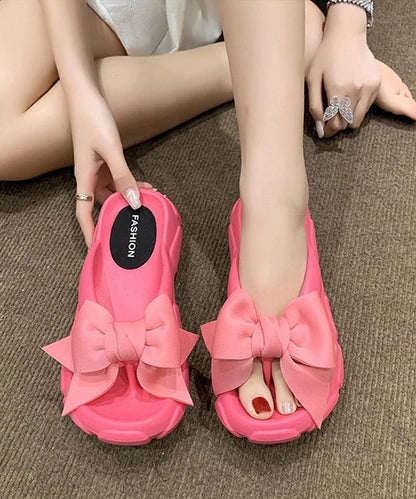 Bow Splicing Slippers Shoes Rose Peep Toe