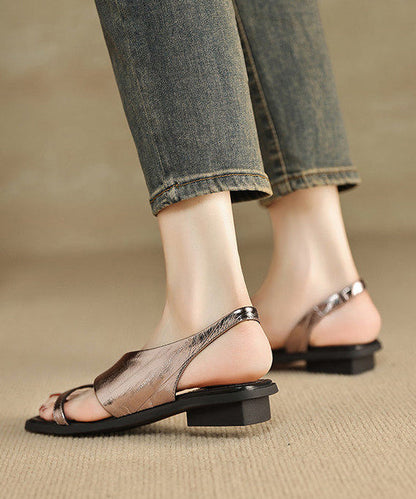 Brown Sheepskin Sandals Peep Toe Sandals
