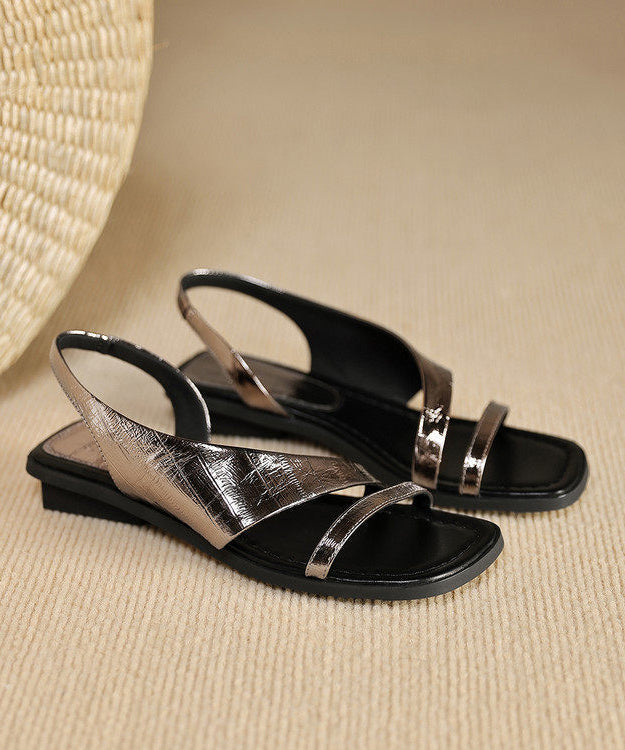 Brown Sheepskin Sandals Peep Toe Sandals
