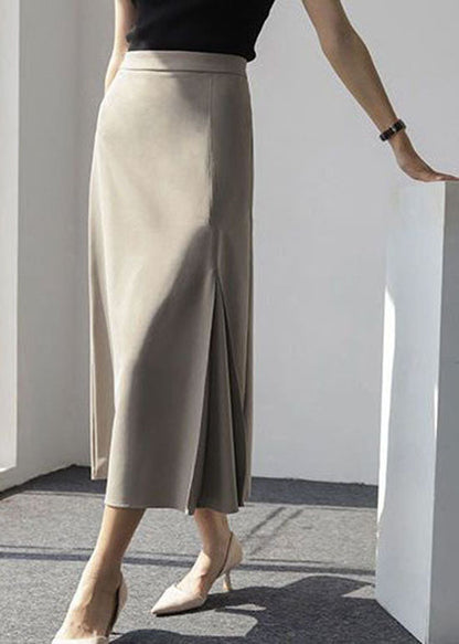 Brown Wrinkled High Waist Cotton Skirt Spring
