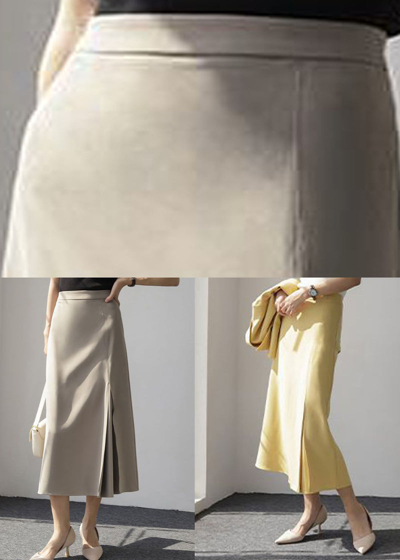 Brown Wrinkled High Waist Cotton Skirt Spring