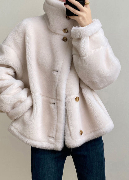 Camel Stand Collar Pockets Patchwork Wear on Both Sides Thick Fleece Jacket Long Sleeve