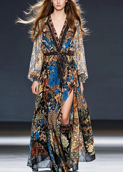 Cinched Print Chiffon Holiday Dress Spring